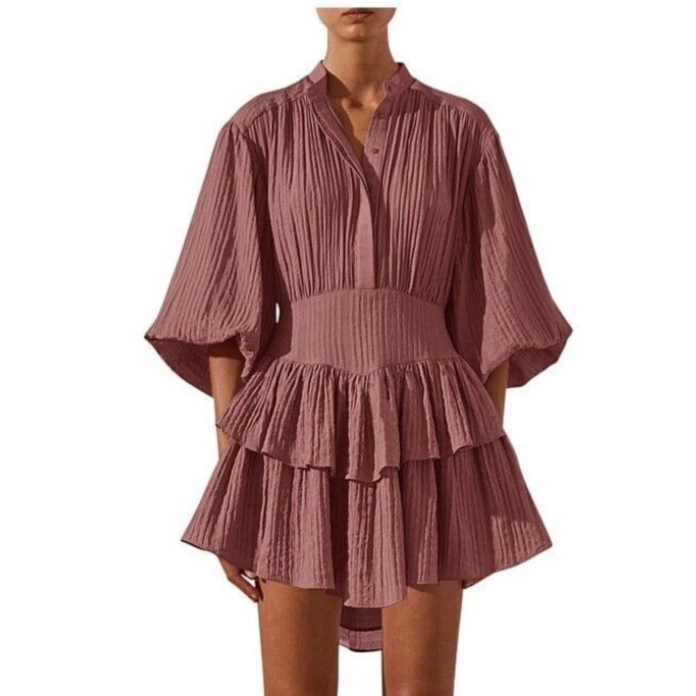 New NWT Shona Joy Dress Mila Button‎ Up Frill Mini